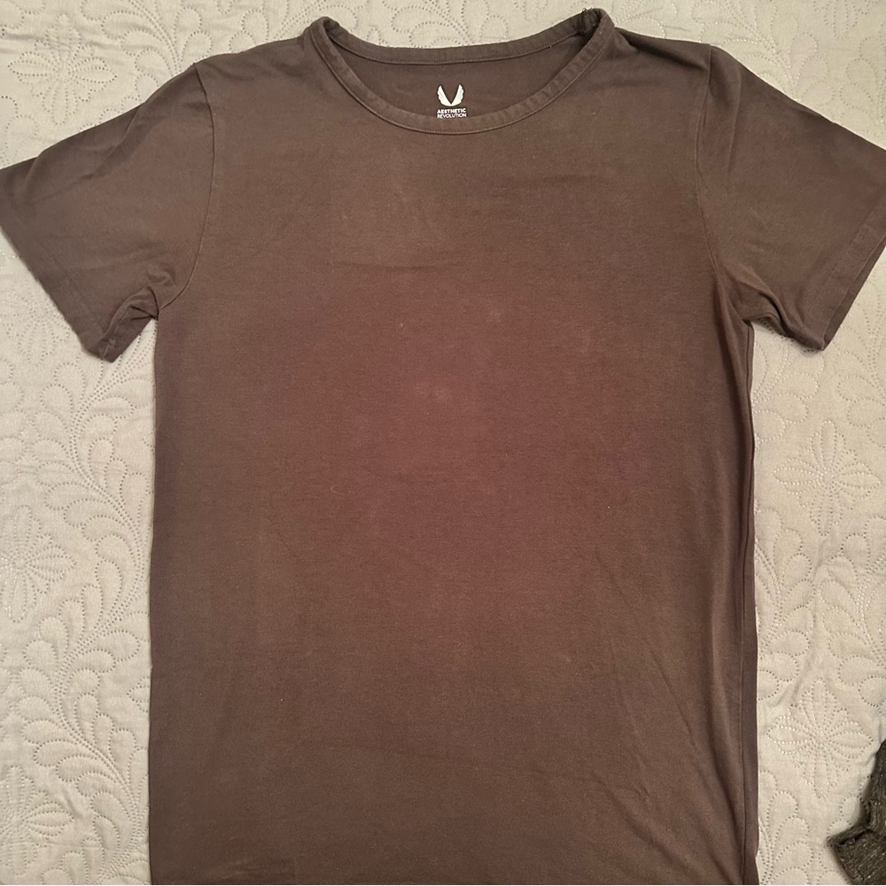 ASRV Supima mesh panel in charcoal Gray Short Sleeve Tee